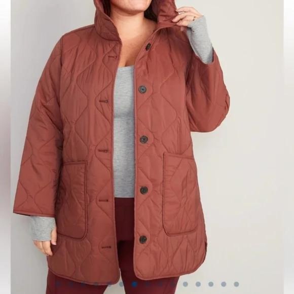 Old Navy Hooded Quilted Utility Coat For Women NWT - Picture 5 of 6